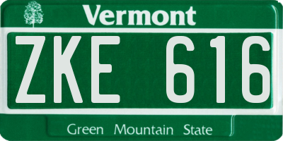 VT license plate ZKE616
