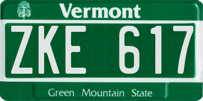 VT license plate ZKE617