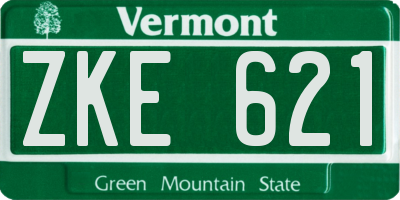 VT license plate ZKE621