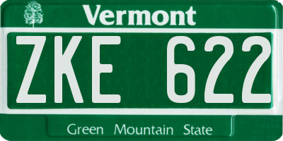 VT license plate ZKE622