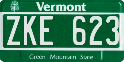 VT license plate ZKE623