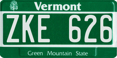 VT license plate ZKE626