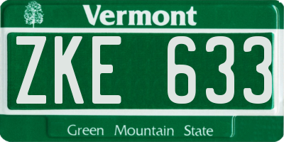 VT license plate ZKE633