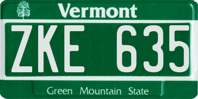 VT license plate ZKE635