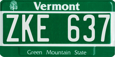 VT license plate ZKE637