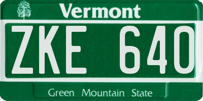 VT license plate ZKE640
