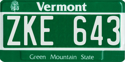 VT license plate ZKE643