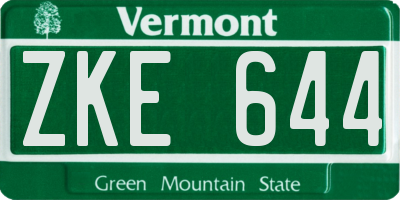 VT license plate ZKE644
