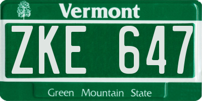 VT license plate ZKE647