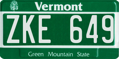 VT license plate ZKE649