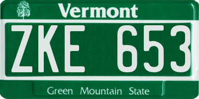 VT license plate ZKE653
