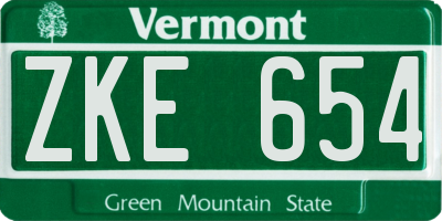 VT license plate ZKE654