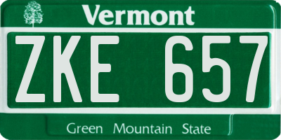 VT license plate ZKE657