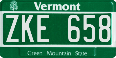 VT license plate ZKE658
