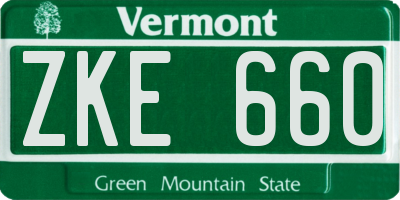 VT license plate ZKE660