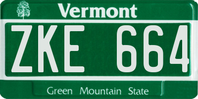 VT license plate ZKE664