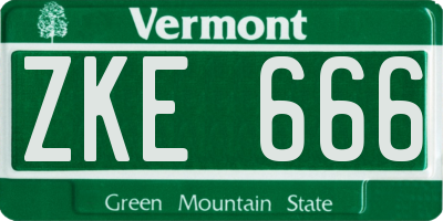 VT license plate ZKE666
