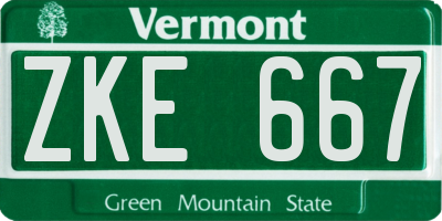 VT license plate ZKE667