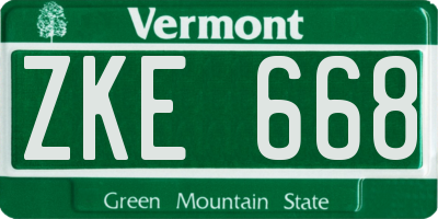 VT license plate ZKE668