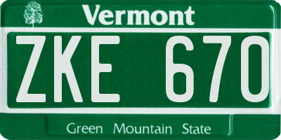 VT license plate ZKE670