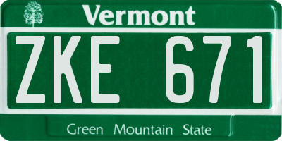 VT license plate ZKE671