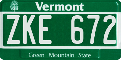 VT license plate ZKE672