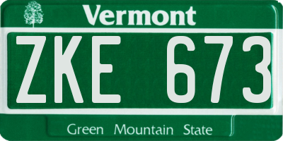 VT license plate ZKE673
