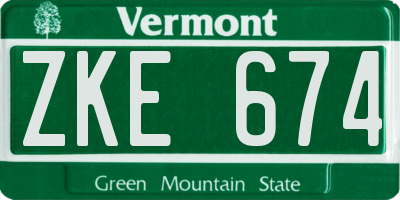VT license plate ZKE674