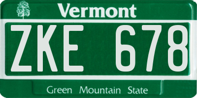 VT license plate ZKE678