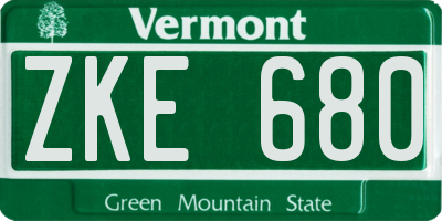 VT license plate ZKE680