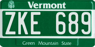 VT license plate ZKE689