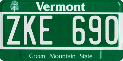VT license plate ZKE690