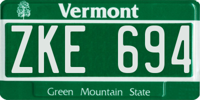 VT license plate ZKE694