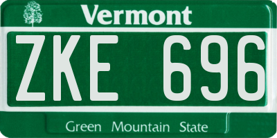 VT license plate ZKE696