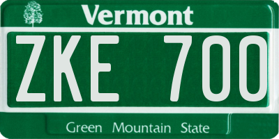 VT license plate ZKE700