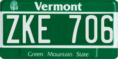 VT license plate ZKE706