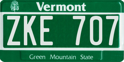 VT license plate ZKE707