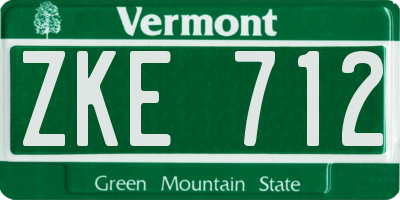 VT license plate ZKE712