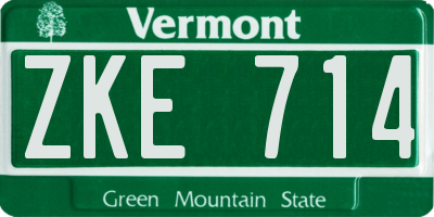 VT license plate ZKE714
