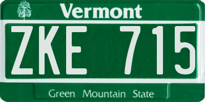 VT license plate ZKE715
