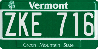 VT license plate ZKE716