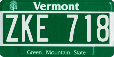 VT license plate ZKE718