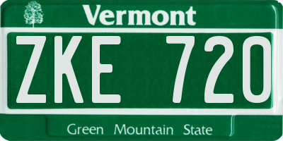 VT license plate ZKE720