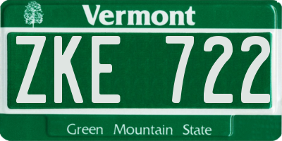 VT license plate ZKE722