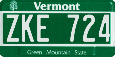 VT license plate ZKE724
