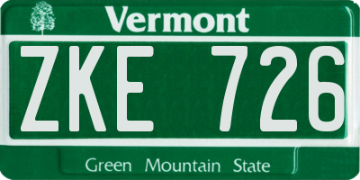 VT license plate ZKE726