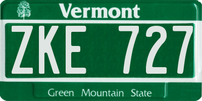 VT license plate ZKE727