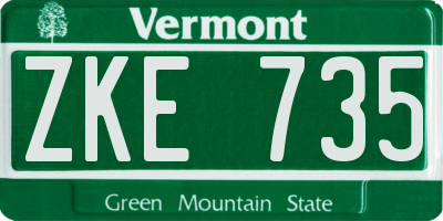 VT license plate ZKE735