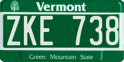 VT license plate ZKE738