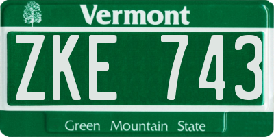 VT license plate ZKE743